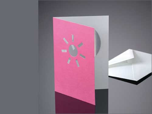 Drop-Card, Sonne, rosa, mit Kuvert